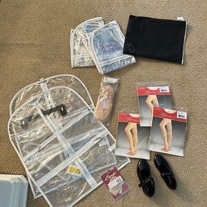 dream duffle 4 bags kids size 1ballet &  10 child tap shoes capezio  adult 6-7